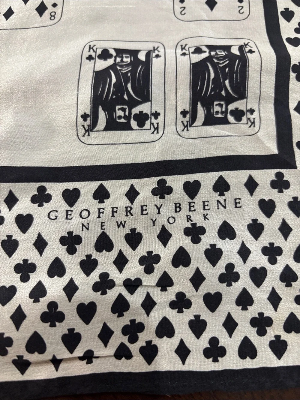 Geoffrey Beene Black and White Playing Card Silk Scarf